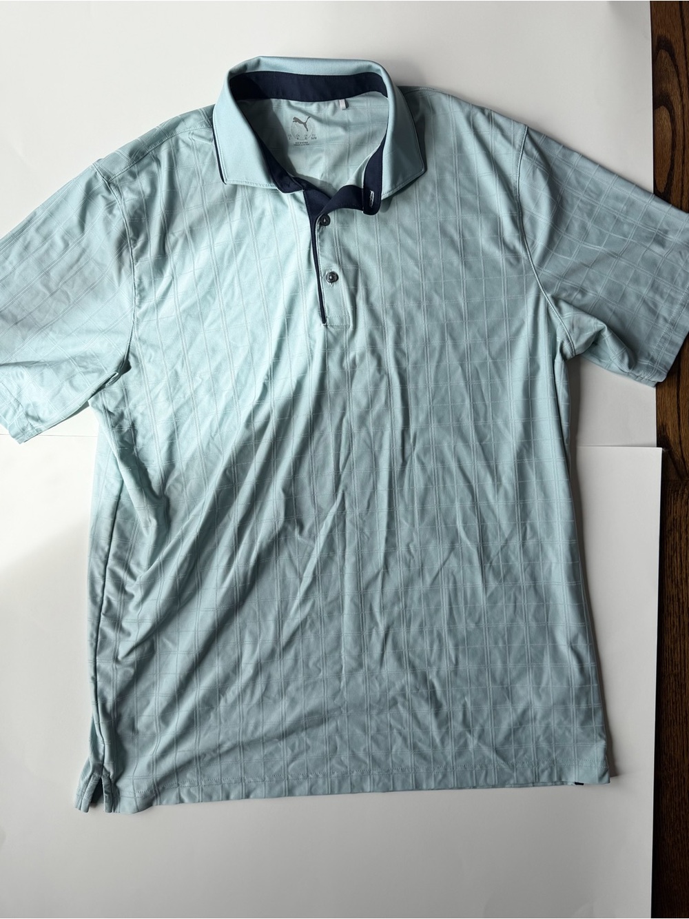 Puma Men’s Light Aqua Polo with Navy Trim